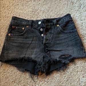Black fringed Levi shorts